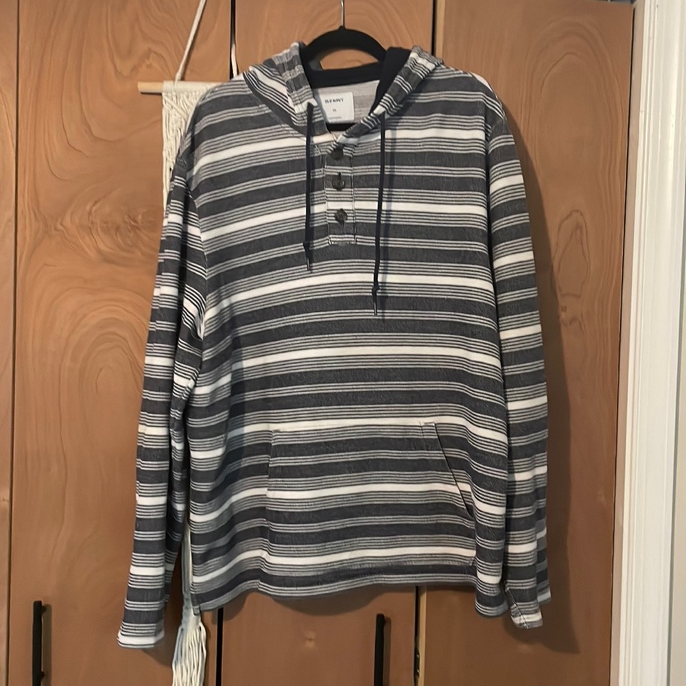 XXL old navy striped Baja style hoodie with buttons.